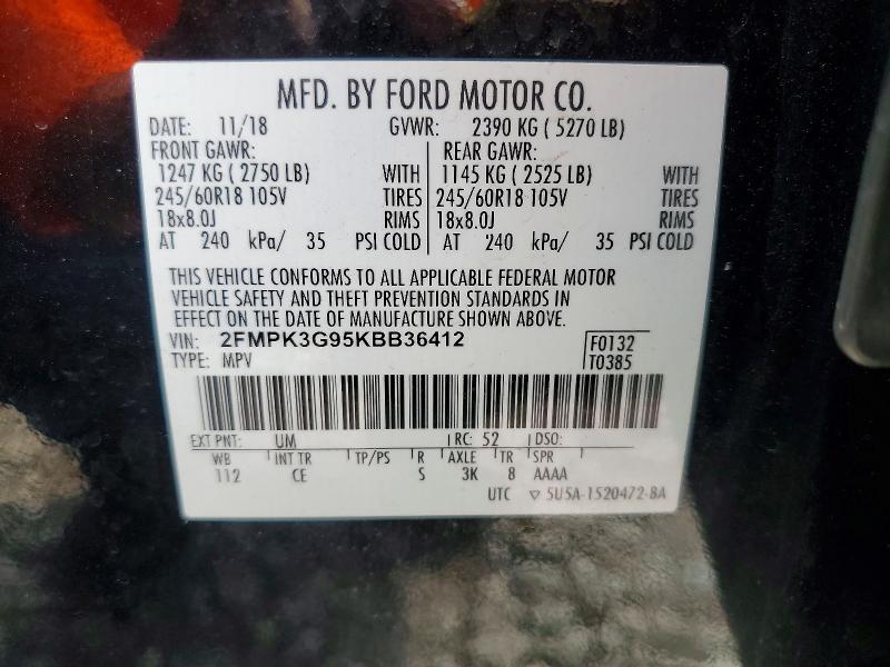 Продаж на аукціоні авто 2019 Ford Edge, vin: 2FMPK3G95KBB36412, номер лоту: 67207956