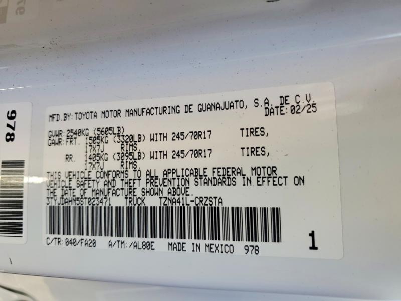 64209306 :رقم المزاد ، 3TYJDAHN5ST023471 vin ، 2025 Toyota Tacoma مزاد بيع