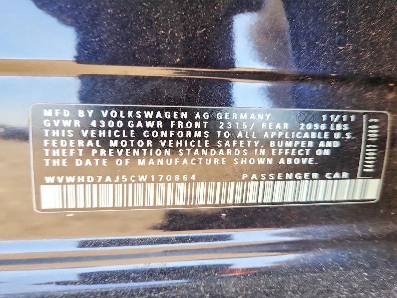 65284646 :رقم المزاد ، WVWHD7AJ5CW170864 vin ، 2012 Volkswagen Gti مزاد بيع