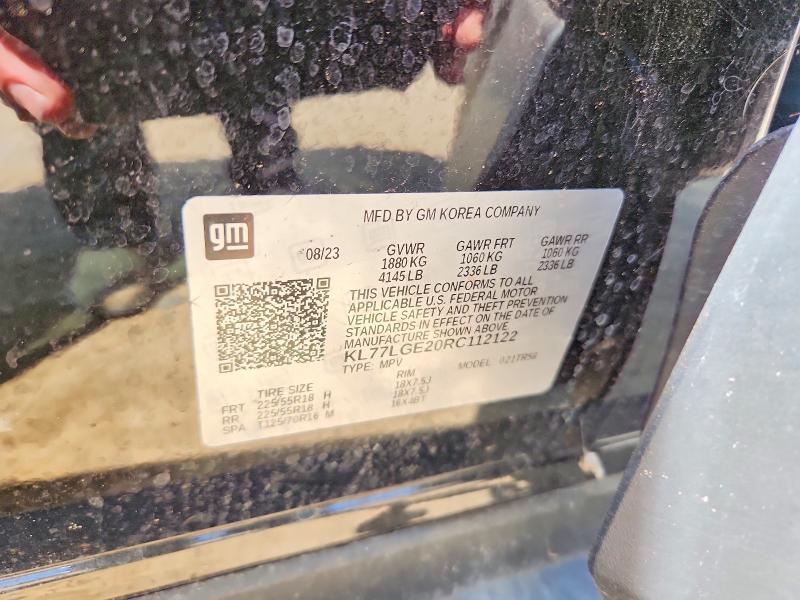 64838786 :رقم المزاد ، KL77LGE20RC112122 vin ، 2024 Chevrolet Trax مزاد بيع
