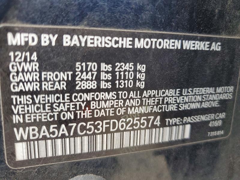 63446366 :رقم المزاد ، WBA5A7C53FD625574 vin ، 2015 Bmw 528 مزاد بيع