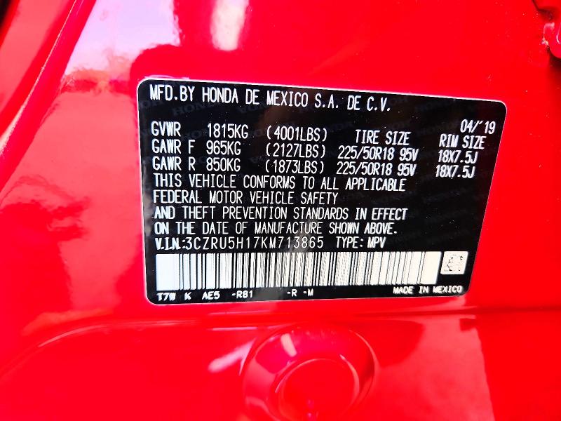 Продажа на аукционе авто 2019 Honda Hr-v, vin: 3CZRU5H17KM713865, номер лота: 65550756