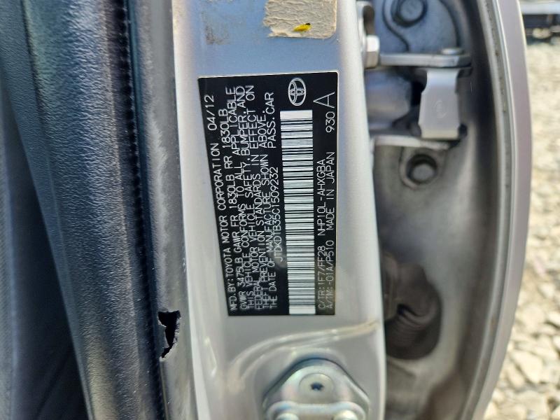 2012 Toyota Prius C მანქანა იყიდება აუქციონზე, vin: JTDKDTB35C1509232, აუქციონის ნომერი: 63717046