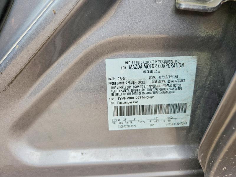 Aukcja sprzedaży 2007 Mazda 6, vin: 1YVHP80C275M43491, numer aukcji: 65555356