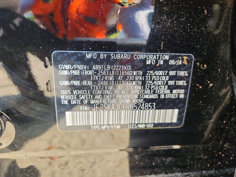 Auction sale of the 2024 Subaru Forester, vin: JF2SKAJC6RH524853, lot number: 64647196
