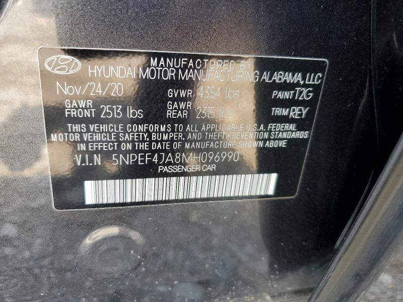 64568226 :رقم المزاد ، 5NPEF4JA8MH096990 vin ، 2021 Hyundai Sonata مزاد بيع