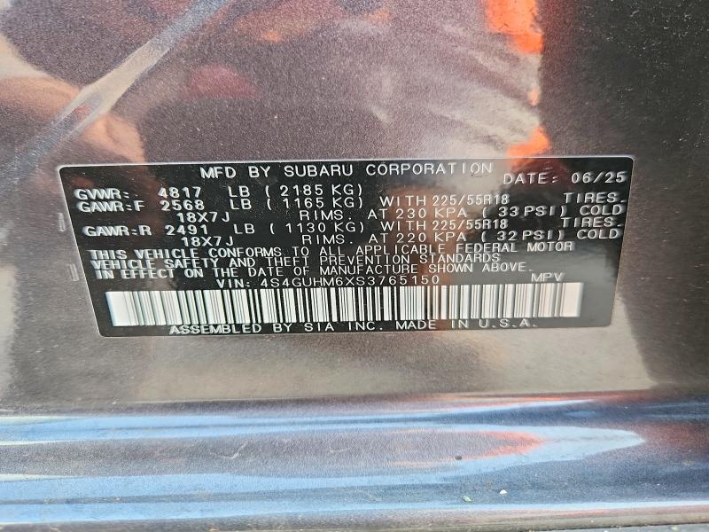 Aukcja sprzedaży 2025 Subaru Crosstrek, vin: 4S4GUHM6XS3765150, numer aukcji: 65726266