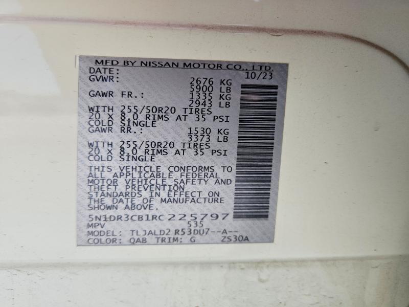 63937856 :رقم المزاد ، 5N1DR3CB1RC225797 vin ، 2024 Nissan Pathfinder مزاد بيع