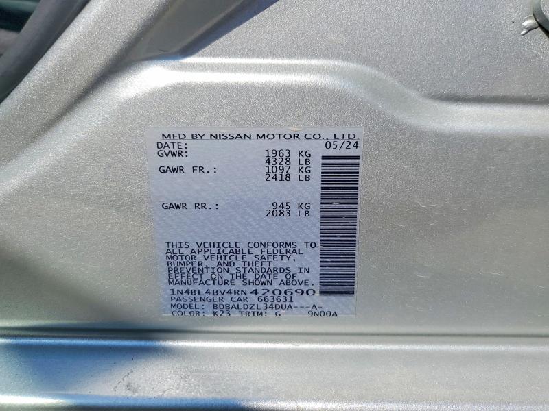 67176676 :رقم المزاد ، 1N4BL4BV4RN420690 vin ، 2024 Nissan Altima مزاد بيع