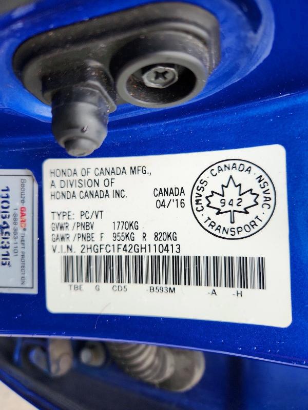 Aukcja sprzedaży 2016 Honda Civic, vin: 2HGFC1F42GH110413, numer aukcji: 67270106