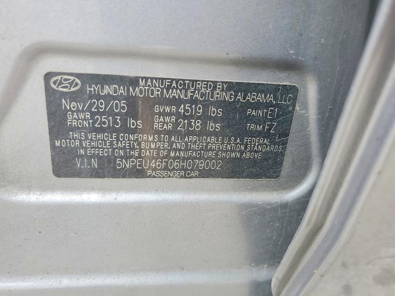 64745076 :رقم المزاد ، 5NPEU46F06H079002 vin ، 2006 Hyundai Sonata مزاد بيع
