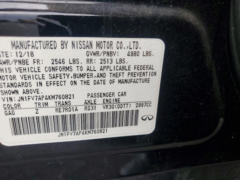 Aukcja sprzedaży 2019 Infiniti Q50, vin: JN1FV7AP4KM760821, numer aukcji: 66939606