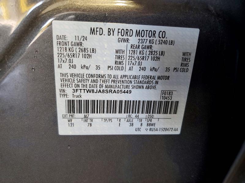 Aukcja sprzedaży 2025 Ford Maverick, vin: 3FTTW8JA8SRA05449, numer aukcji: 63896776
