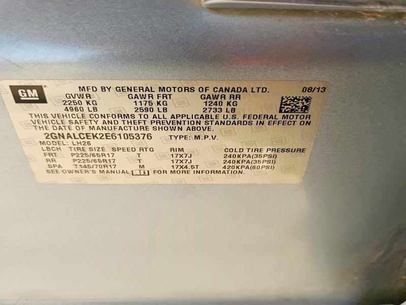 63347996 :رقم المزاد ، 2GNALCEK2E6105376 vin ، 2014 Chevrolet Equinox مزاد بيع