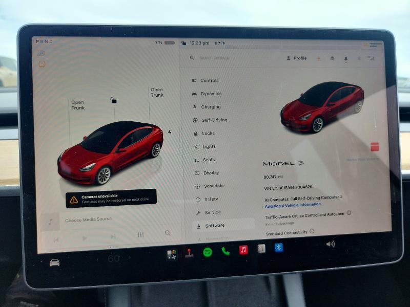 62600296 :رقم المزاد ، 5YJ3E1EA9NF304829 vin ، 2022 Tesla Model 3 مزاد بيع