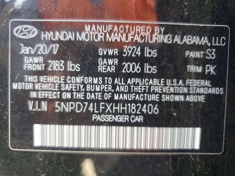 Aukcja sprzedaży 2017 Hyundai Elantra, vin: 5NPD74LFXHH182406, numer aukcji: 63771056