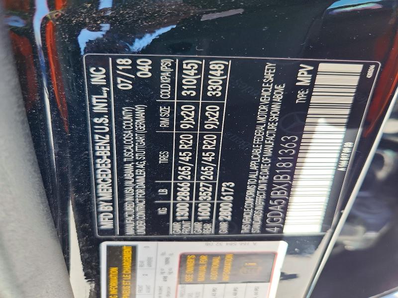 2018 Mercedes-benz Gle მანქანა იყიდება აუქციონზე, vin: 4JGDA5JBXJB181363, აუქციონის ნომერი: 64638536