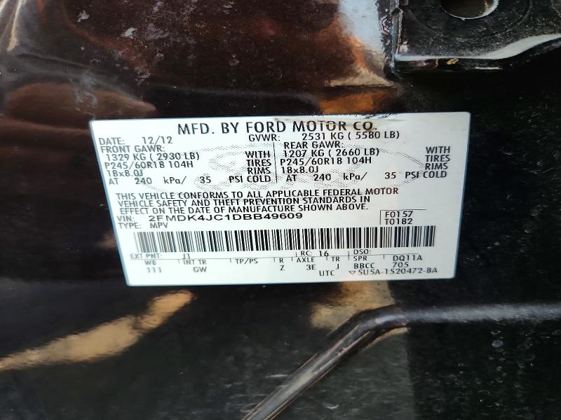 64908976 :رقم المزاد ، 2FMDK4JC1DBB49609 vin ، 2013 Ford Edge مزاد بيع