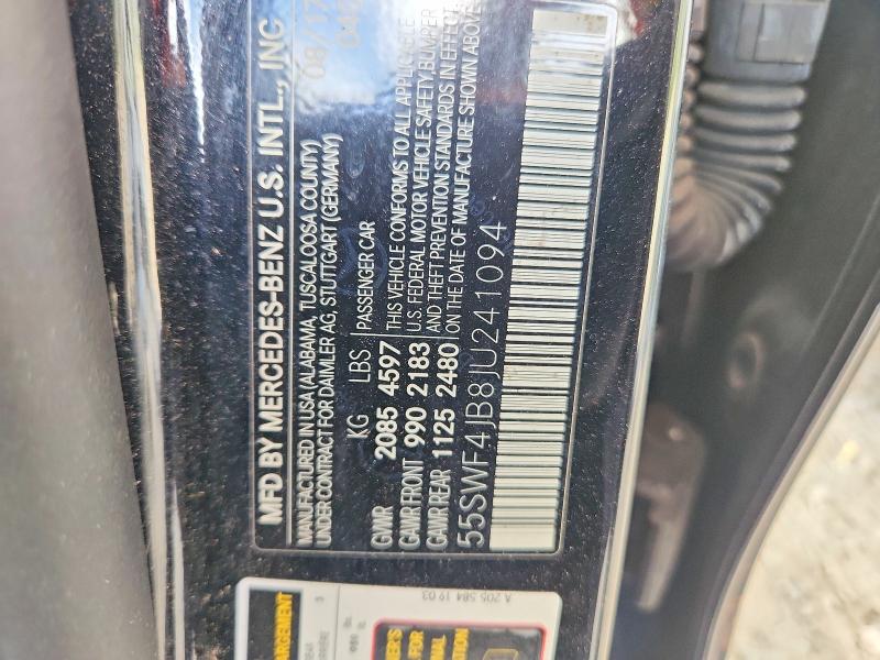 64135986 :رقم المزاد ، 55SWF4JB8JU241094 vin ، 2018 Mercedes-benz C مزاد بيع
