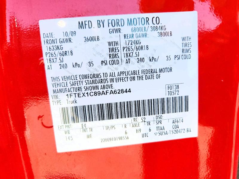 2010 Ford F150 მანქანა იყიდება აუქციონზე, vin: 1FTEX1C89AFA62844, აუქციონის ნომერი: 64224376