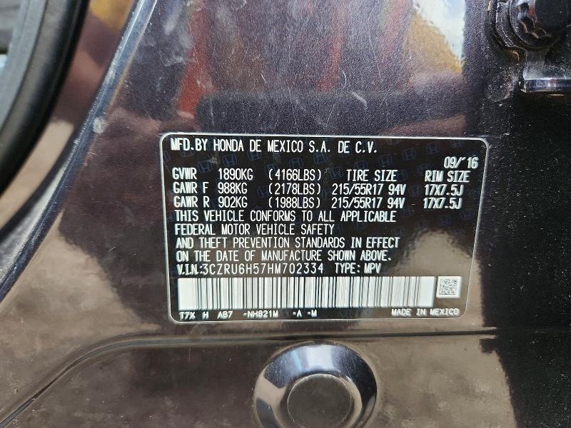 2017 Honda Hr-v მანქანა იყიდება აუქციონზე, vin: 3CZRU6H57HM702334, აუქციონის ნომერი: 65495966