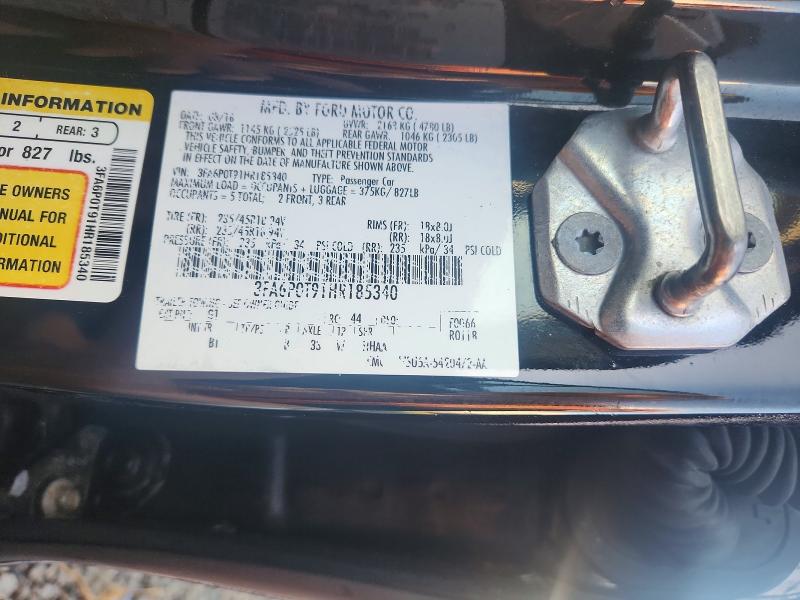 Продаж на аукціоні авто 2017 Ford Fusion, vin: 3FA6P0T91HR185340, номер лоту: 65999586