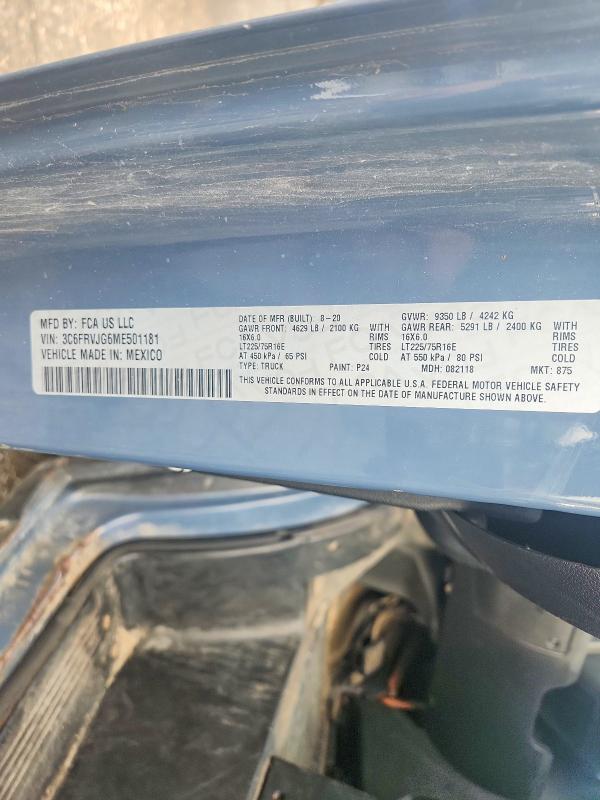 Aukcja sprzedaży 2021 Ram Promaster 3500, vin: 3C6FRVJG6ME501181, numer aukcji: 63836376