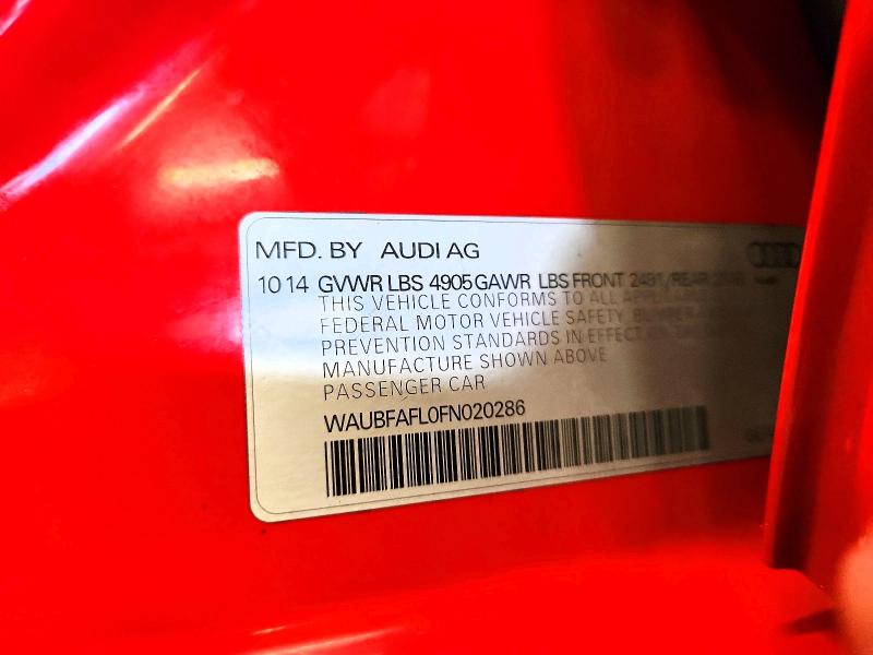 2015 Audi A4 მანქანა იყიდება აუქციონზე, vin: WAUBFAFL0FN020286, აუქციონის ნომერი: 64261416