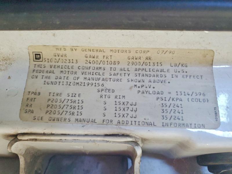 1991 Chevrolet Blazer მანქანა იყიდება აუქციონზე, vin: 1GNDT13Z0M2199156, აუქციონის ნომერი: 65232786