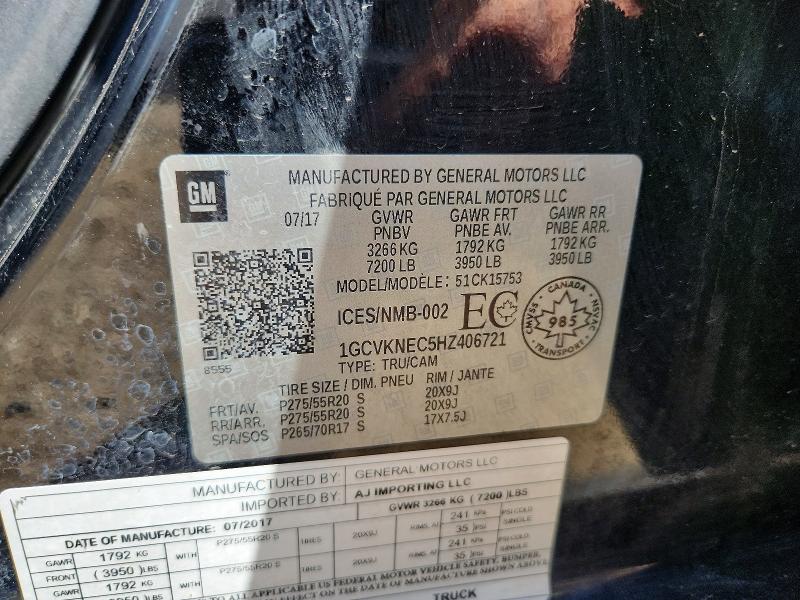 65757466 :رقم المزاد ، 1GCVKNEC5HZ406721 vin ، 2017 Chevrolet Silverado مزاد بيع