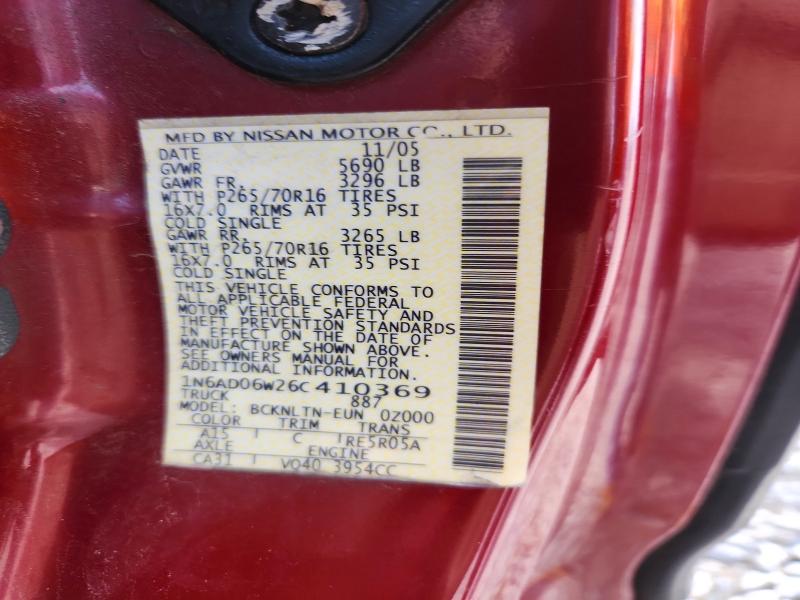 64463816 :رقم المزاد ، 1N6AD06W26C410369 vin ، 2006 Nissan Frontier مزاد بيع