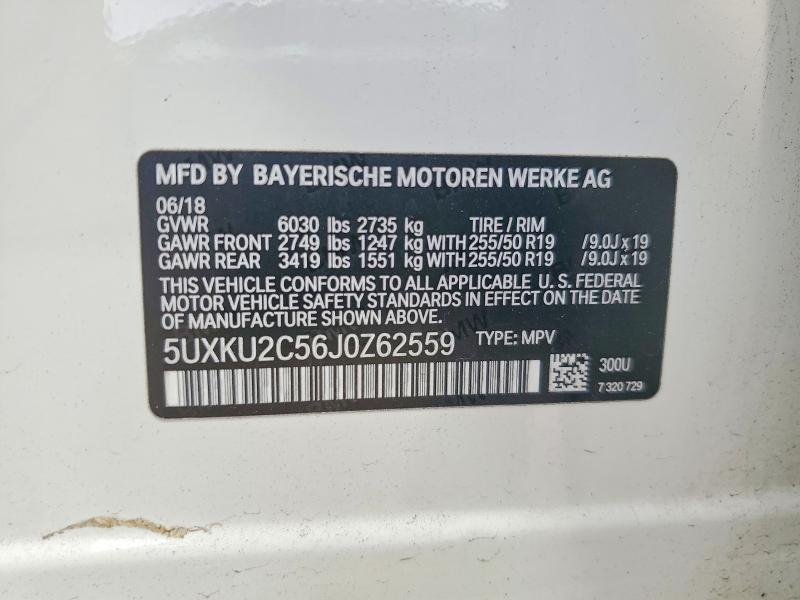 61615496 :رقم المزاد ، 5UXKU2C56J0Z62559 vin ، 2018 Bmw X6 مزاد بيع