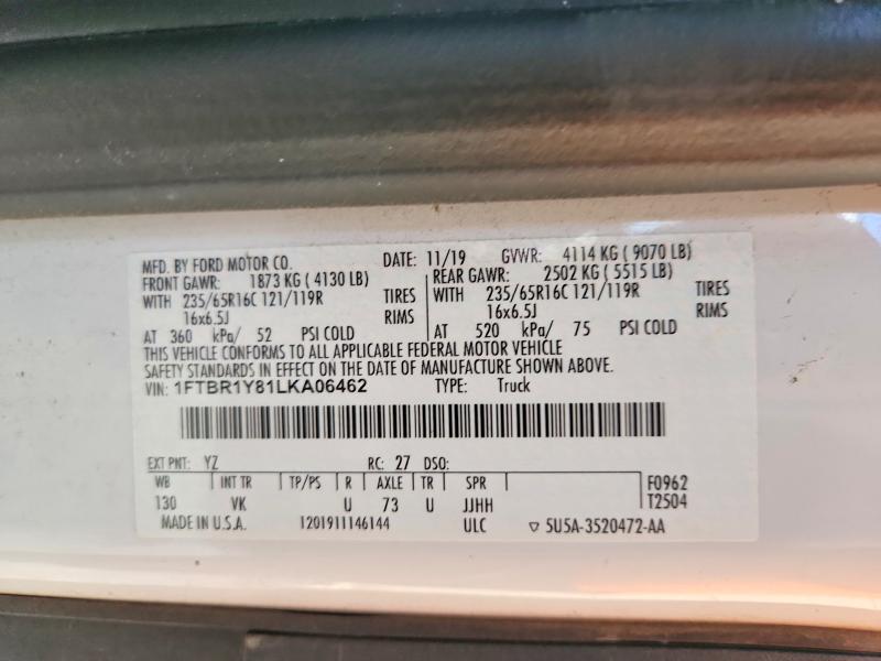 Продажа на аукционе авто 2020 Ford Transit, vin: 1FTBR1Y81LKA06462, номер лота: 64076966