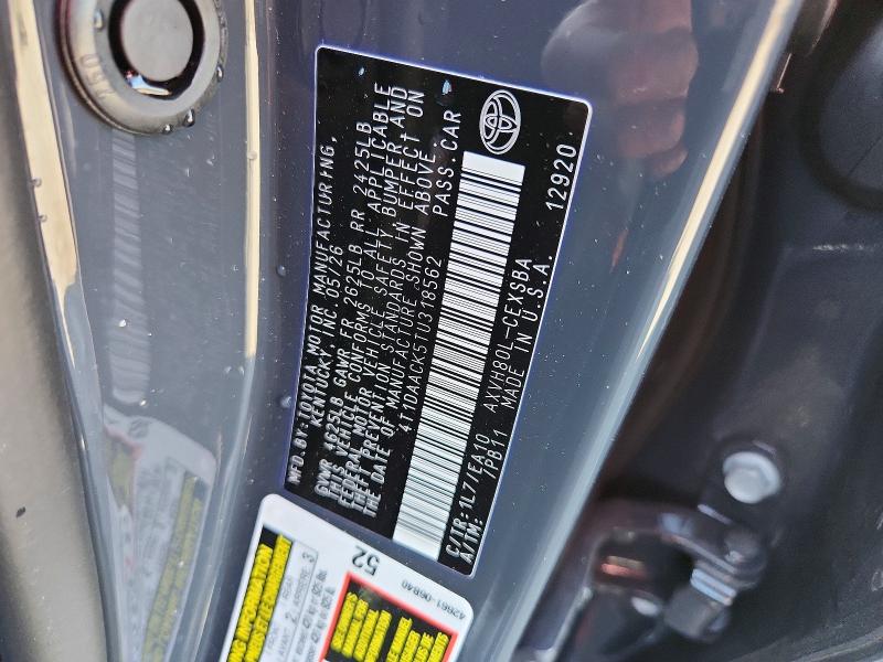 65468966 :رقم المزاد ، 4T1DAACK5TU318562 vin ، 2026 Toyota Camry مزاد بيع