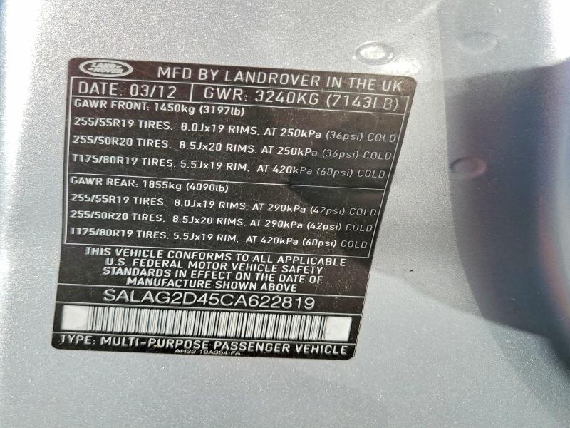 Продаж на аукціоні авто 2012 Land Rover Lr4, vin: SALAG2D45CA622819, номер лоту: 64068446