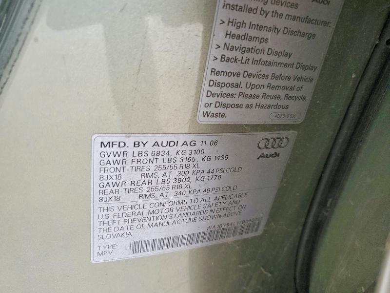 Продажа на аукционе авто 2007 Audi Q7, vin: WA1BY94L17D060781, номер лота: 65723566