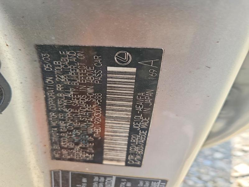 66513026 :رقم المزاد ، JTHBD192X30079588 vin ، 2003 Lexus Is 300 مزاد بيع