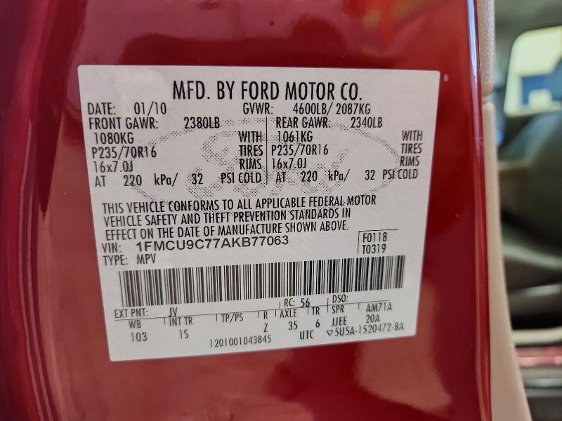 Продажа на аукционе авто 2010 Ford Escape, vin: 1FMCU9C77AKB77063, номер лота: 65668786
