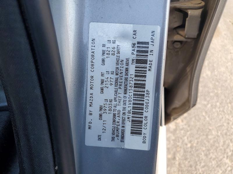 Aukcja sprzedaży 2012 Mazda 3, vin: JM1BL1V80C1587321, numer aukcji: 63066646