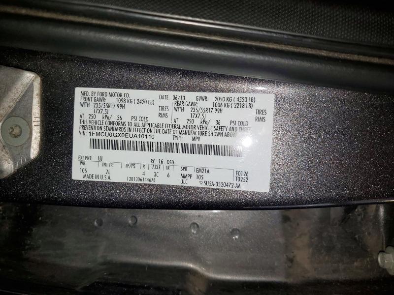 64264476 :رقم المزاد ، 1FMCU0GX0EUA10110 vin ، 2014 Ford Escape مزاد بيع