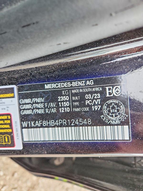 66427426 :رقم المزاد ، W1KAF8HB4PR124548 vin ، 2023 Mercedes-benz C مزاد بيع