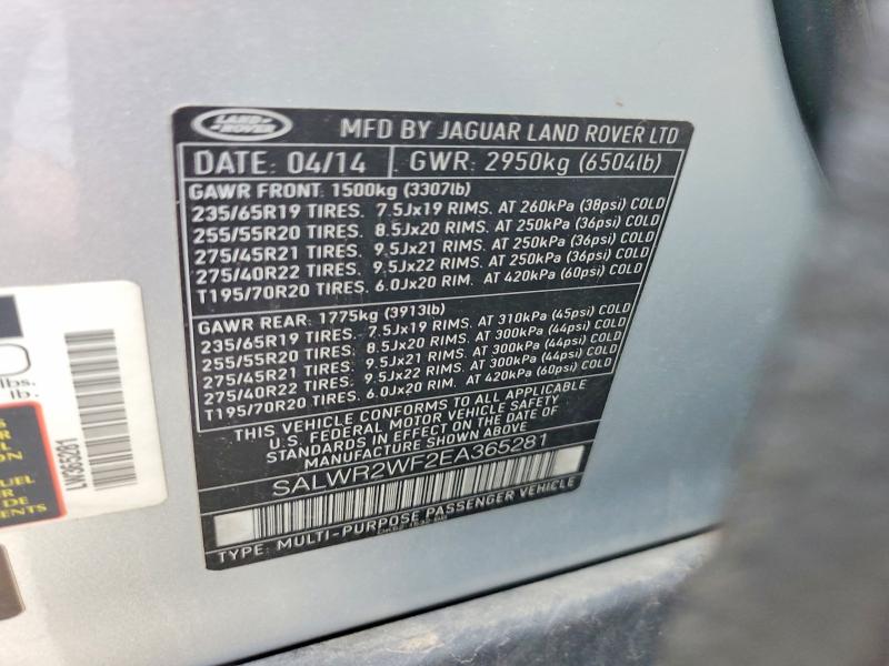 Продаж на аукціоні авто 2014 Land Rover Range Rover Sport, vin: SALWR2WF2EA365281, номер лоту: 66340606