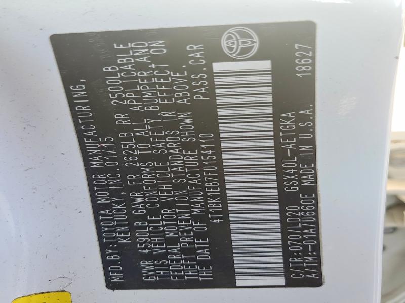 66623496 :رقم المزاد ، 4T1BK1EB7FU154110 vin ، 2015 Toyota Avalon مزاد بيع