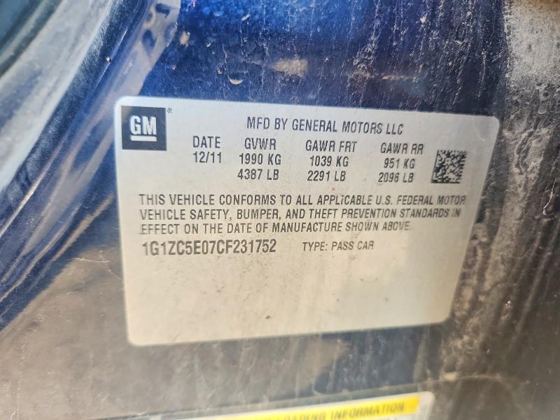 Продаж на аукціоні авто 2012 Chevrolet Malibu, vin: 1G1ZC5E07CF231752, номер лоту: 63291016