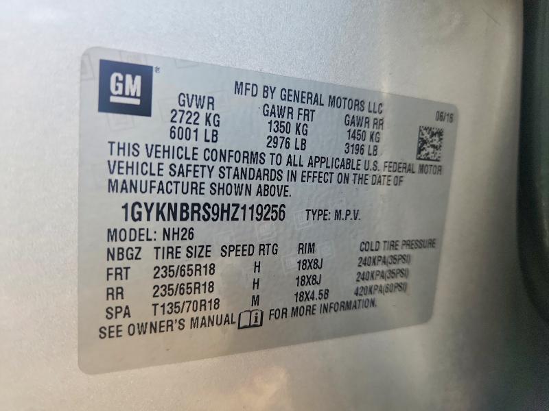 Aukcja sprzedaży 2017 Cadillac Xt5, vin: 1GYKNBRS9HZ119256, numer aukcji: 64571066