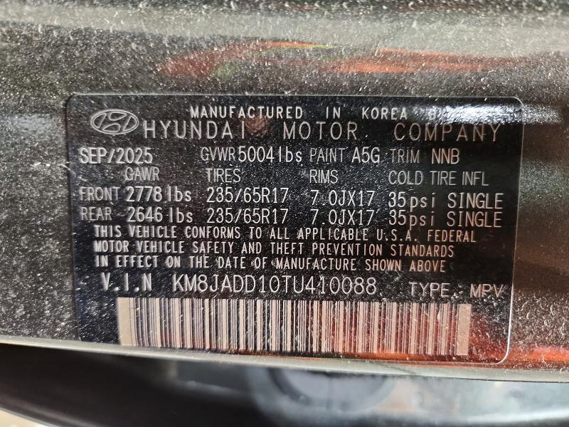 67064736 :رقم المزاد ، KM8JADD10TU410088 vin ، 2026 Hyundai Tucson مزاد بيع