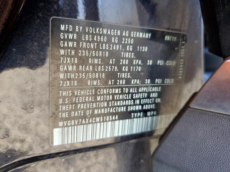 Aukcja sprzedaży 2012 Volkswagen Tiguan, vin: WVGBV7AX4CW518544, numer aukcji: 64100266