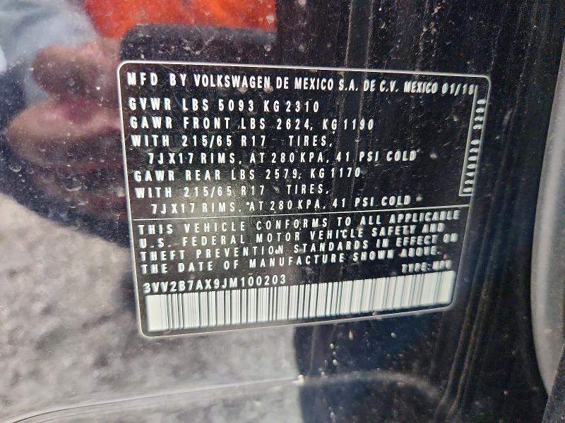 65490596 :رقم المزاد ، 3VV2B7AX9JM100203 vin ، 2018 Volkswagen Tiguan مزاد بيع