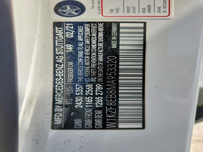 2021 Mercedes-benz E მანქანა იყიდება აუქციონზე, vin: W1KZF8EB8MA953320, აუქციონის ნომერი: 61452796