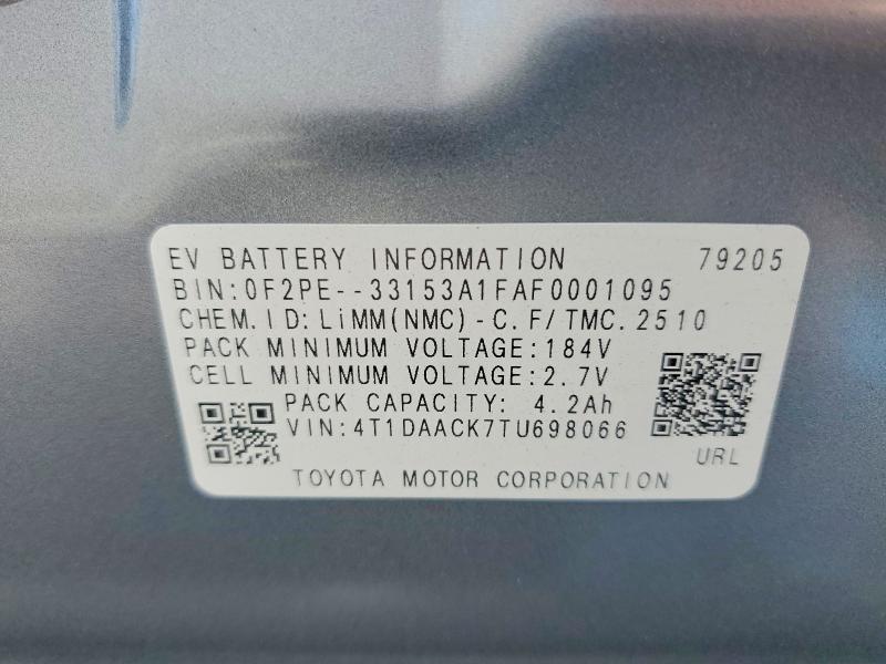 2026 Toyota Camry მანქანა იყიდება აუქციონზე, vin: 4T1DAACK7TU698066, აუქციონის ნომერი: 63755776